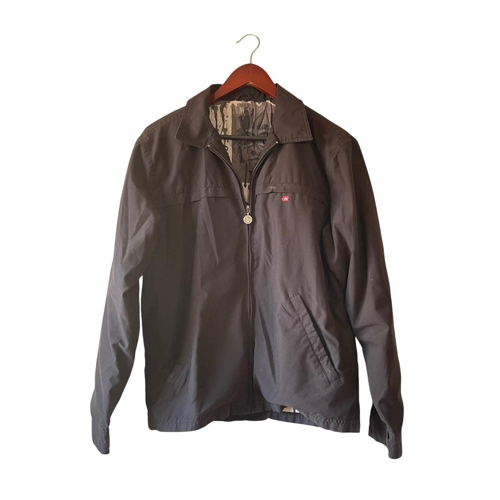 Quiksilver Mens‎ Black Full Zip Lightweight Jacket Skater Windbreaker L